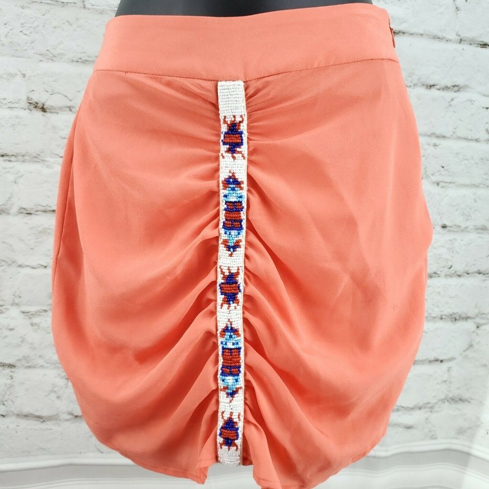 Dolce Vita Womens Peach Embellished Side Zip Mini Skirt With Pockets Size XS